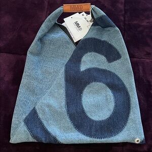 Maison Martin Margiela Denim Bag with Brown Leather Detail